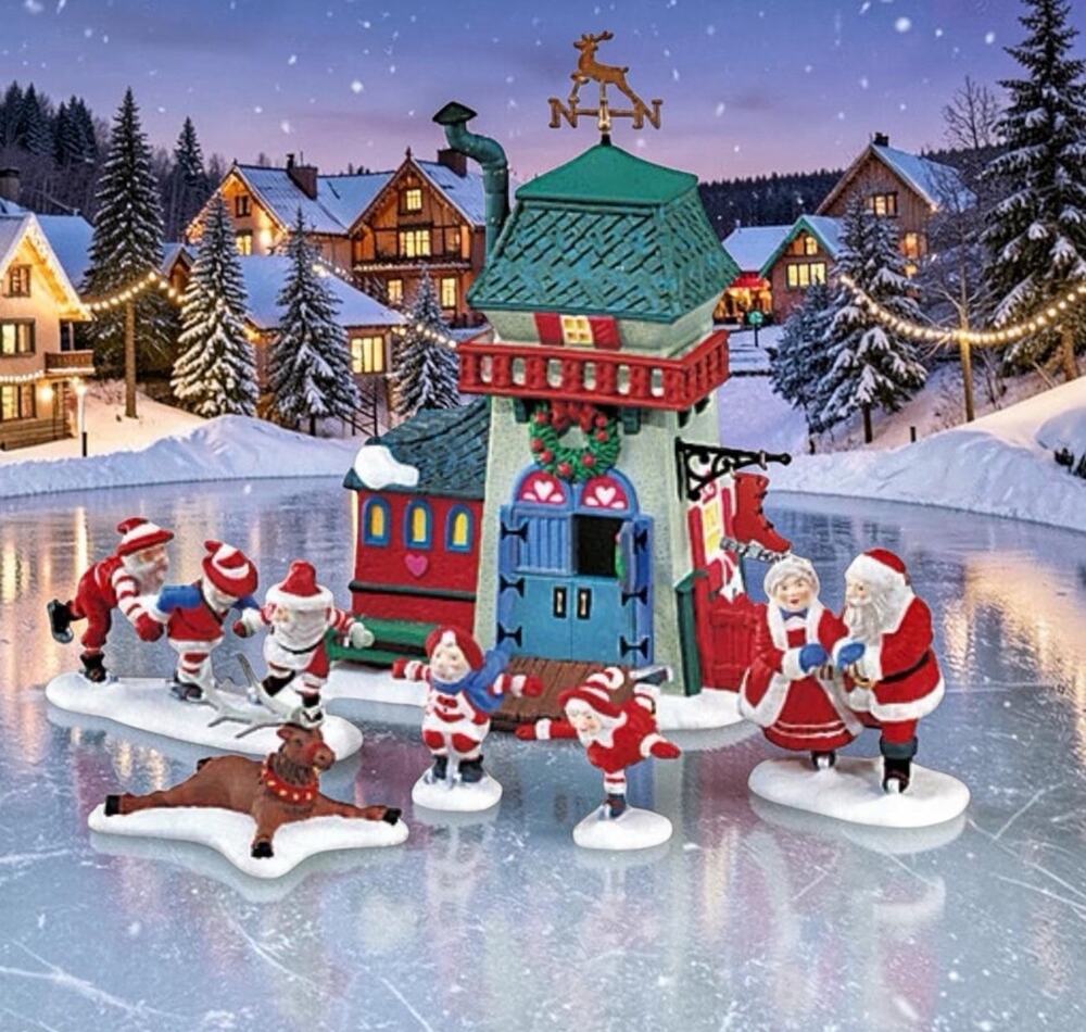 ORIGINAL 1998 Vintage Dept. 56 PEPPERMINT SKATING PARTY 6pc Set Heritage Village